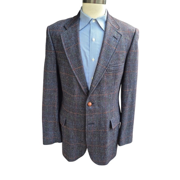 Alexander Julian Other - Colours by Alexander Julian Mens Wool‎ Tweed Windowpane Blazer Grey Jacket 40 L